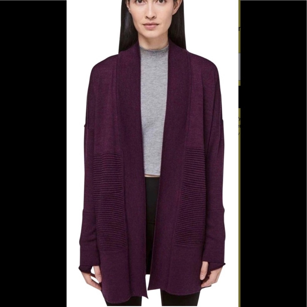 Lululemon open front sweater with back vent